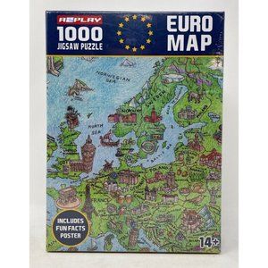 NEW Educational Euro map 1000 piece jigsaw puzzle of Europe by A2Play Fun Facts!